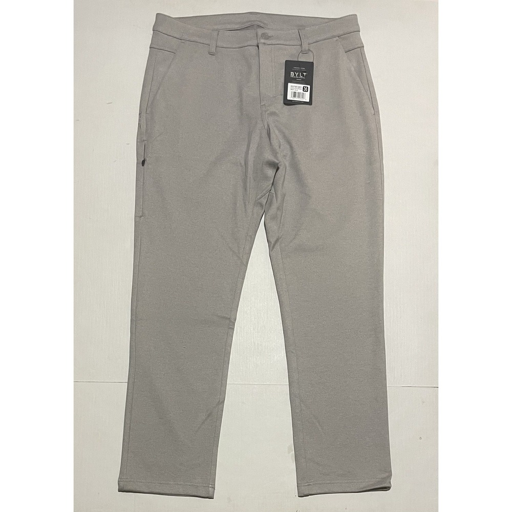 BYLT Premium Coastal Straight Leg Pants Mens Size 36 X 32" Inseam Heather Grey